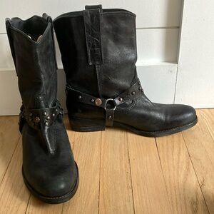 Sam Edelman Lakota Black Leather Moto Biker Cowboy Boots 9